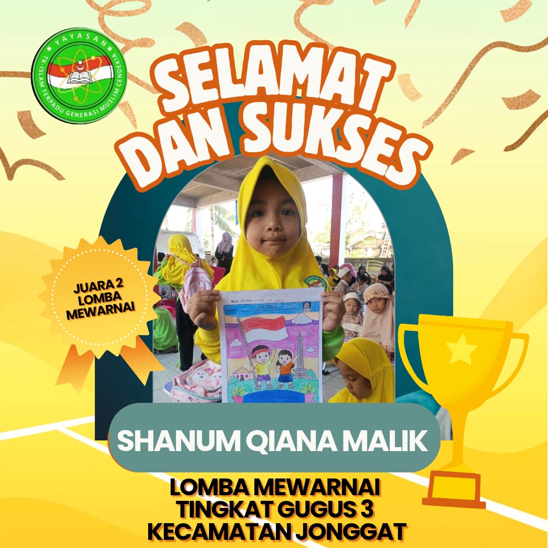 Juara 2 lomba mewarnai tingkat TK Gugus 3 Jonggat
